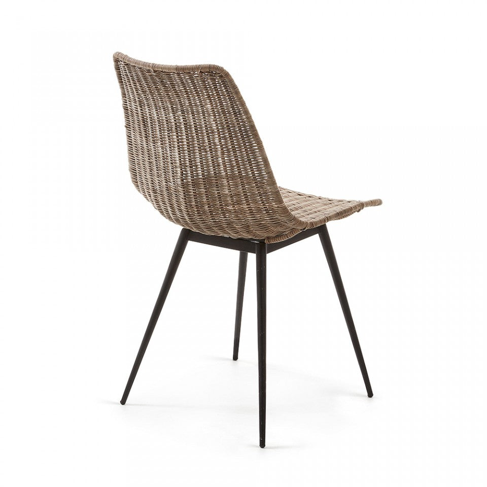 Scaun dining maro/negru din ratan Equal Kave Home