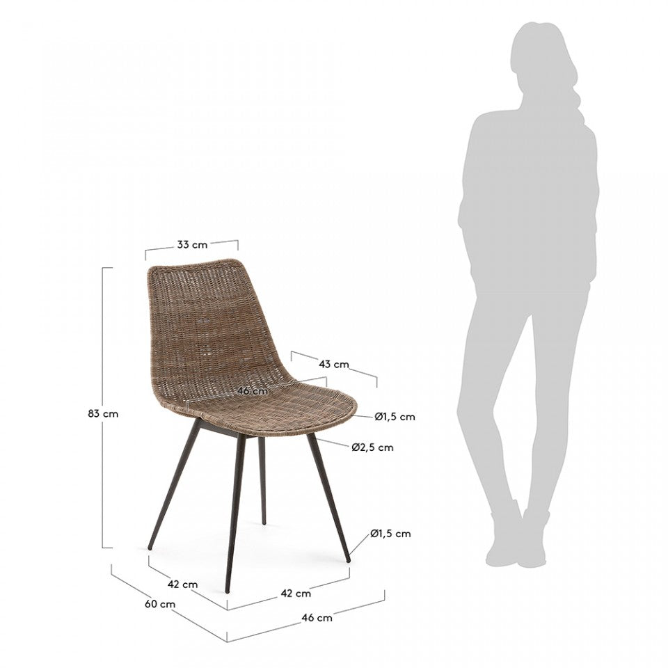Scaun dining maro/negru din ratan Equal Kave Home