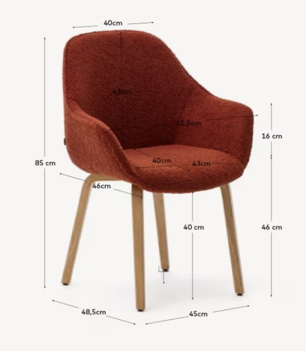 Scaun dining maro teracota din textil Aleli Shearling Kave Home