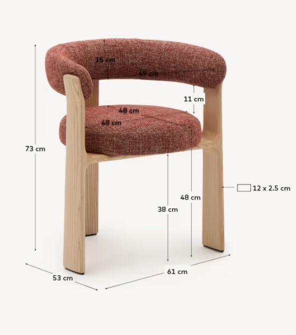Scaun dining maro teracota din textil Granite Chenille Kave Home