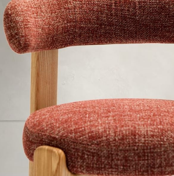 Scaun dining maro teracota din textil Granite Chenille Small Kave Home