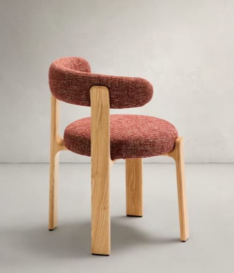 Scaun dining maro teracota din textil Granite Chenille Small Kave Home