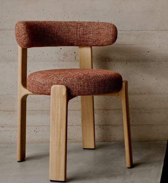 Scaun dining maro teracota din textil Granite Chenille Small Kave Home