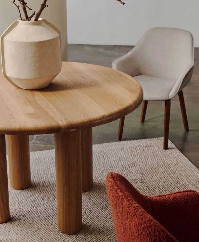 Scaun dining maro teracota/maro inchis din textil Aleli Shearling Kave Home