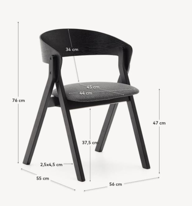 Scaun dining negru din lemn Godia Kave Home