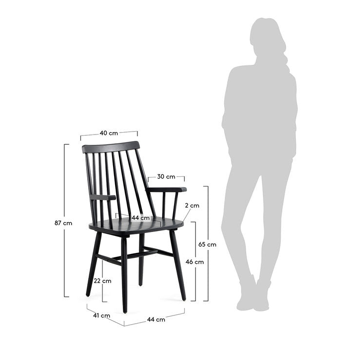 Scaun dining negru din lemn Tressia Kave Home