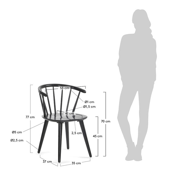 Scaun dining negru din lemn Trise Kave Home