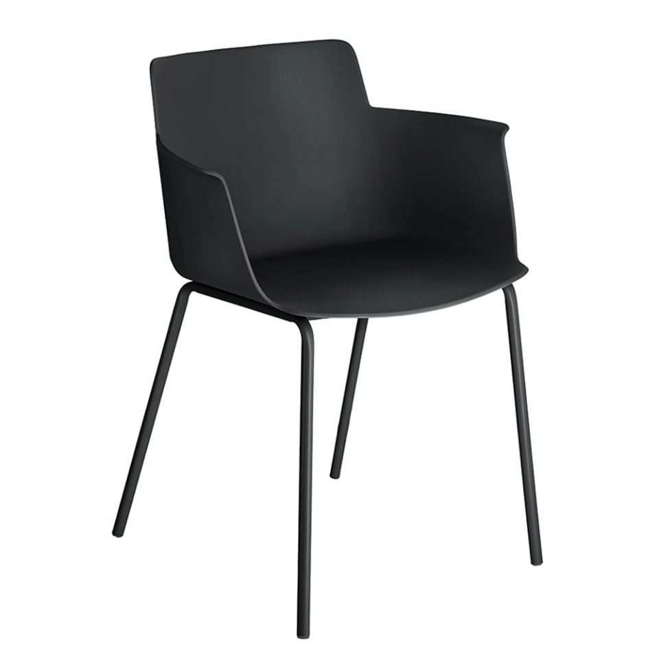 Scaun dining negru din metal Hannia Arms Kave Home