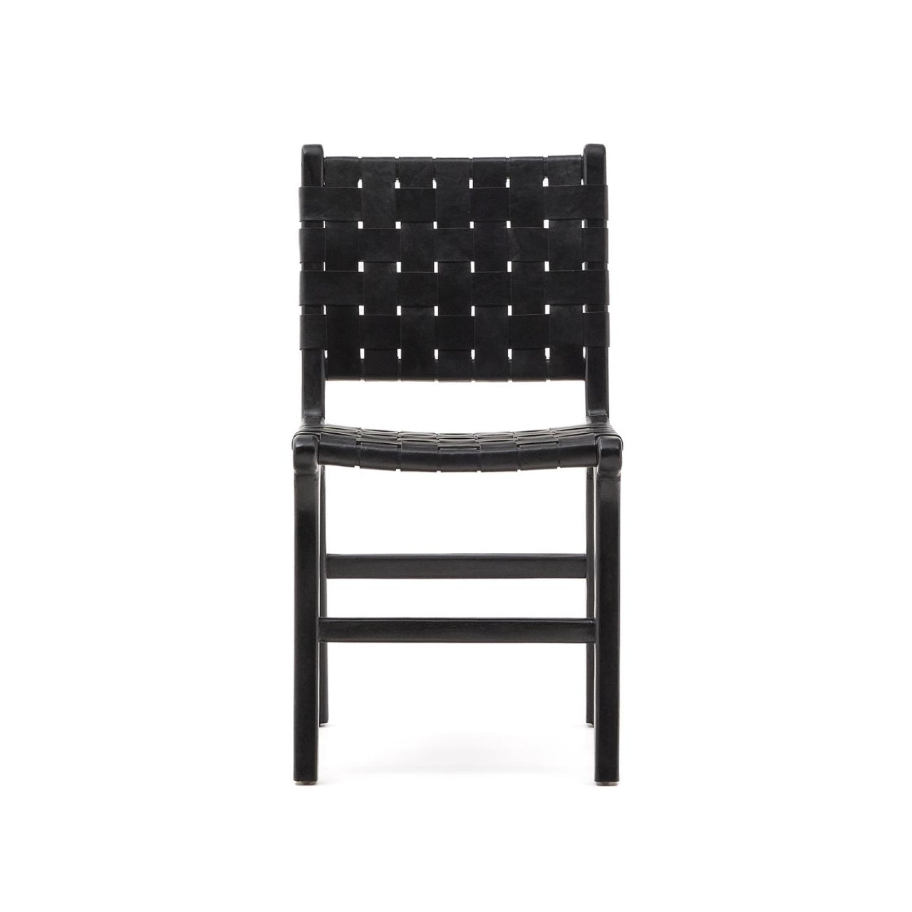 Scaun dining negru din piele Calixta Kave Home