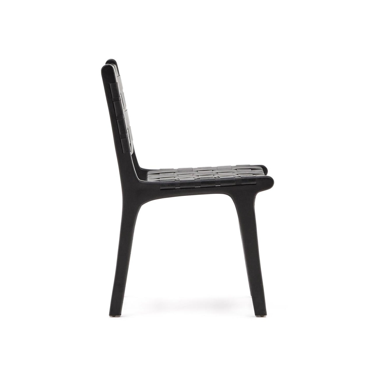 Scaun dining negru din piele Calixta Kave Home