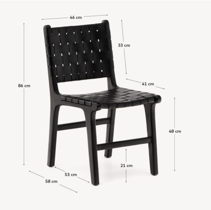 Scaun dining negru din piele Calixta Kave Home