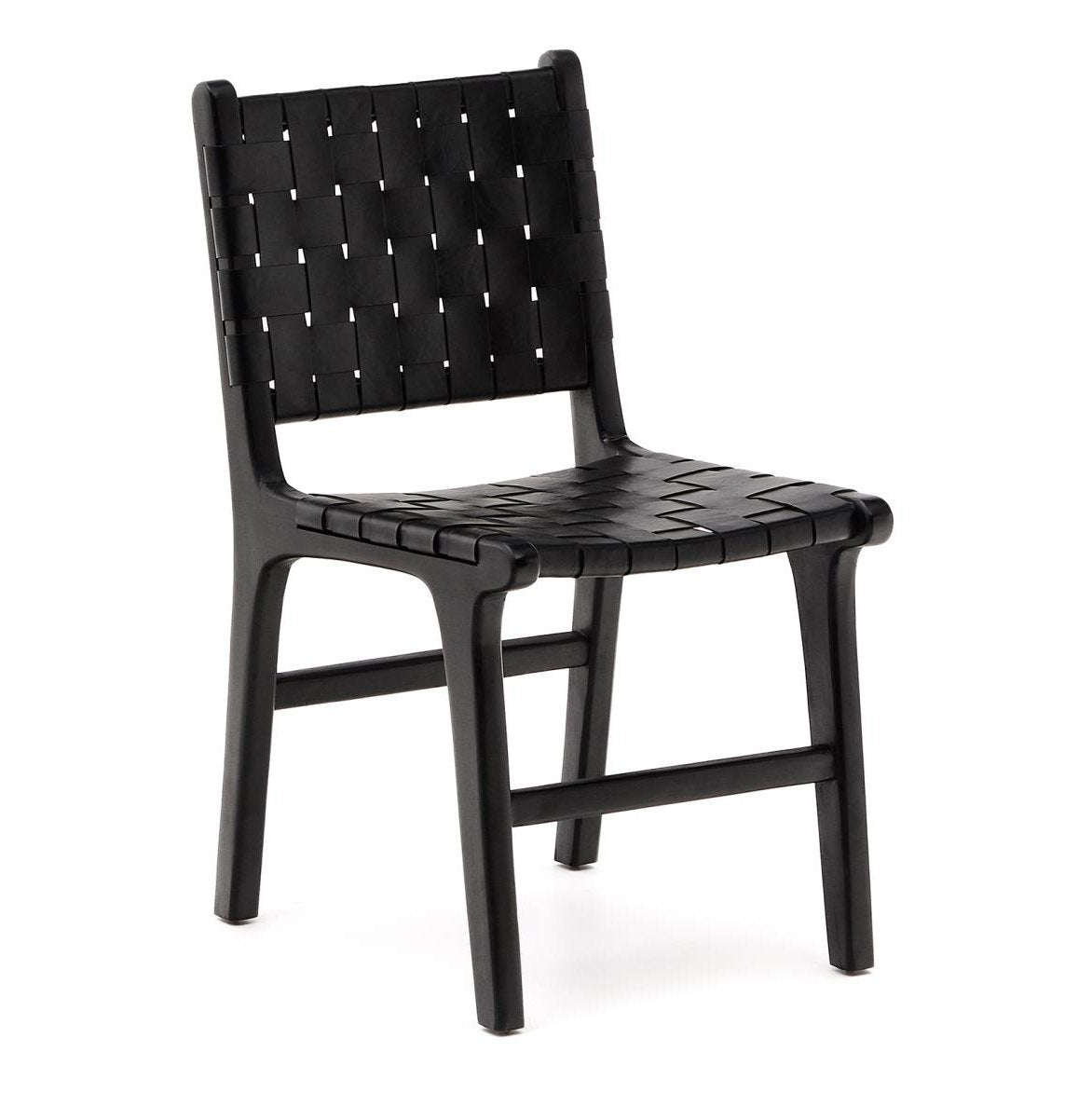 Scaun dining negru din piele Calixta Kave Home