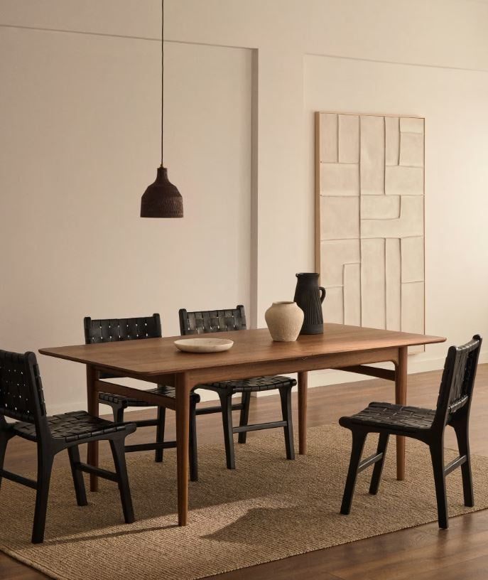 Scaun dining negru din piele Calixta Kave Home