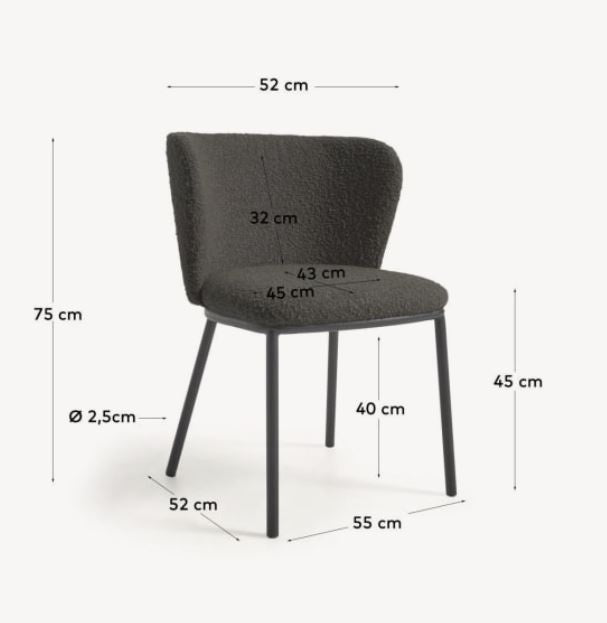 Scaun dining negru din textil Ciselia Kave Home