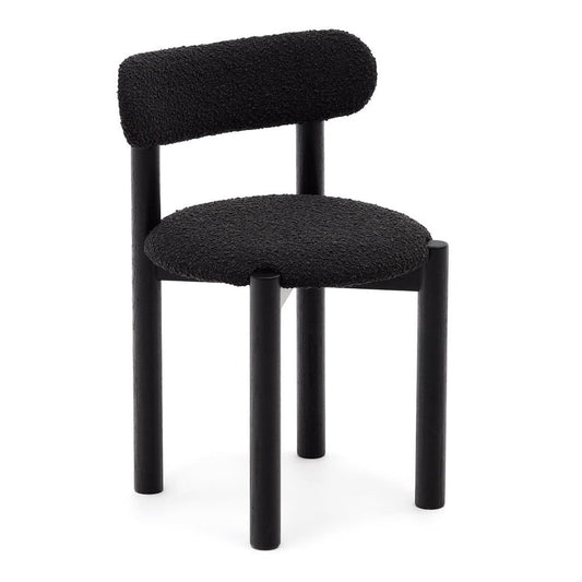 Scaun dining negru din textil Nebai Kave Home