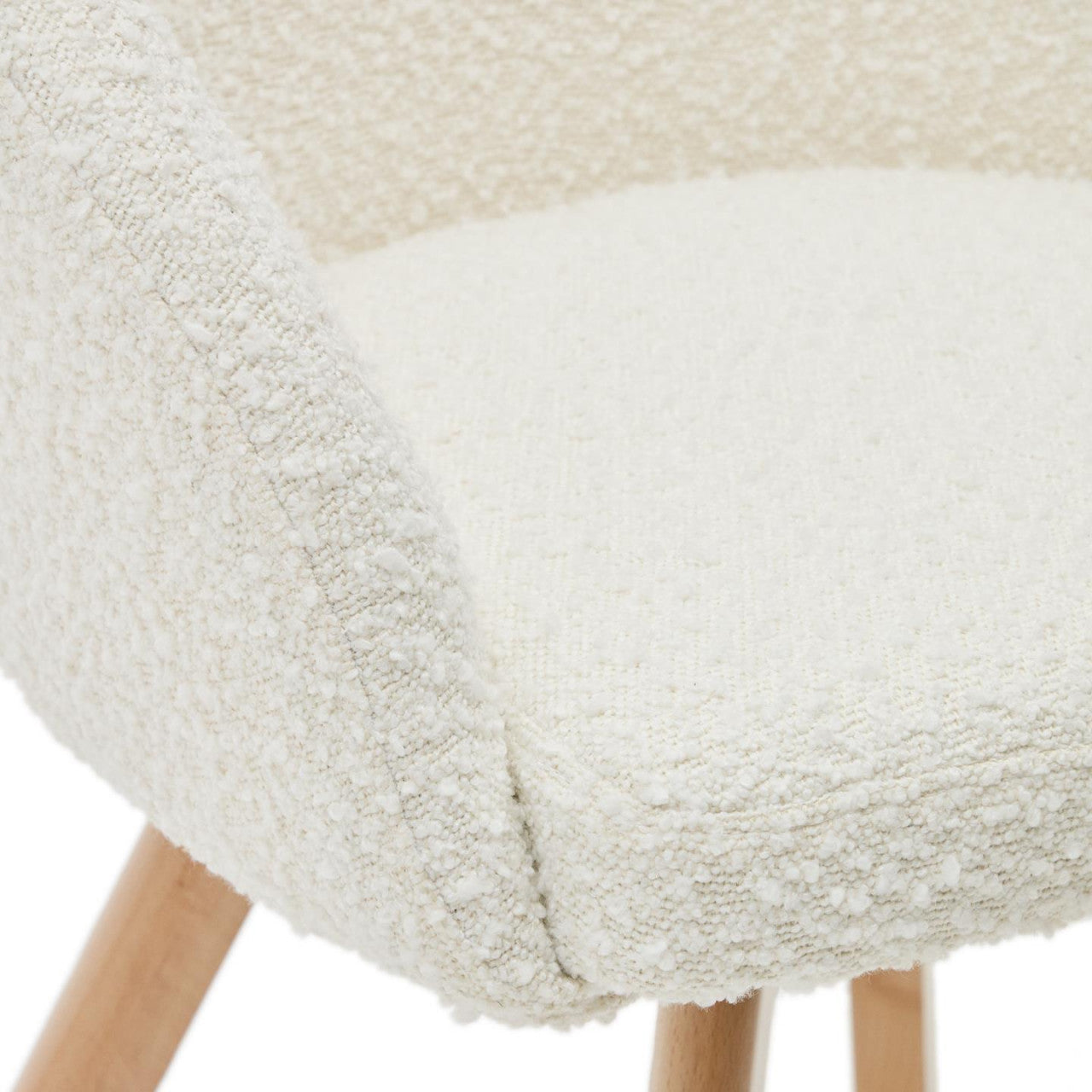 Scaun dining rotativ alb din textil Marvin Fleece Kave Home