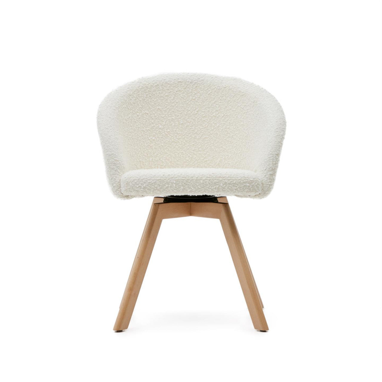 Scaun dining rotativ alb din textil Marvin Fleece Kave Home
