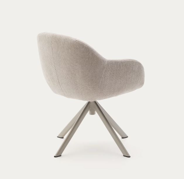 Scaun dining rotativ bej din textil Dorina Chenille Kave Home