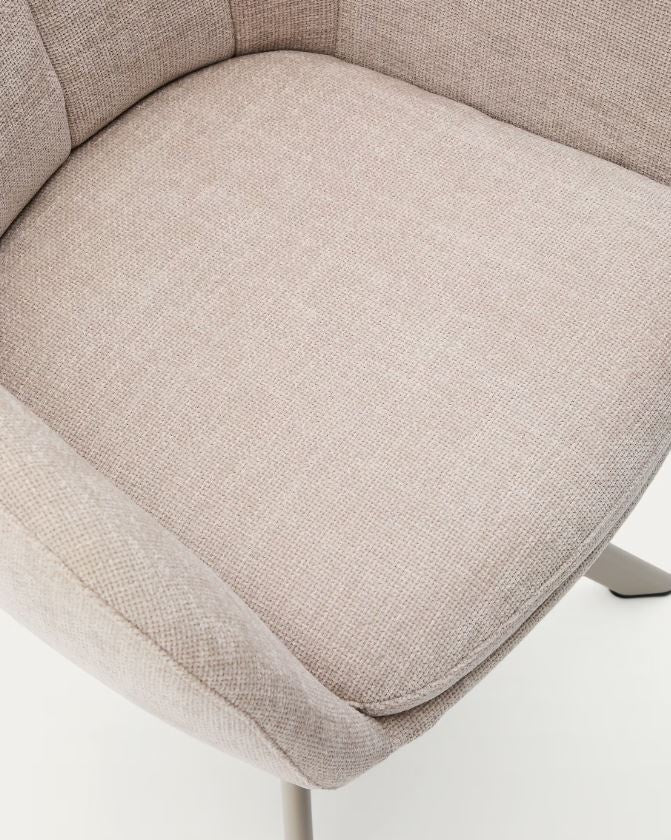 Scaun dining rotativ bej din textil Dorina Chenille Kave Home