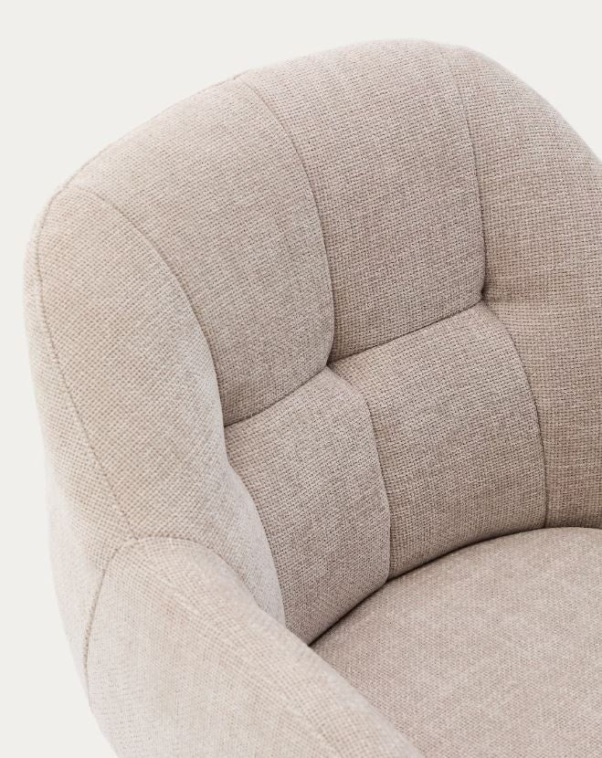 Scaun dining rotativ bej din textil Dorina Chenille Kave Home