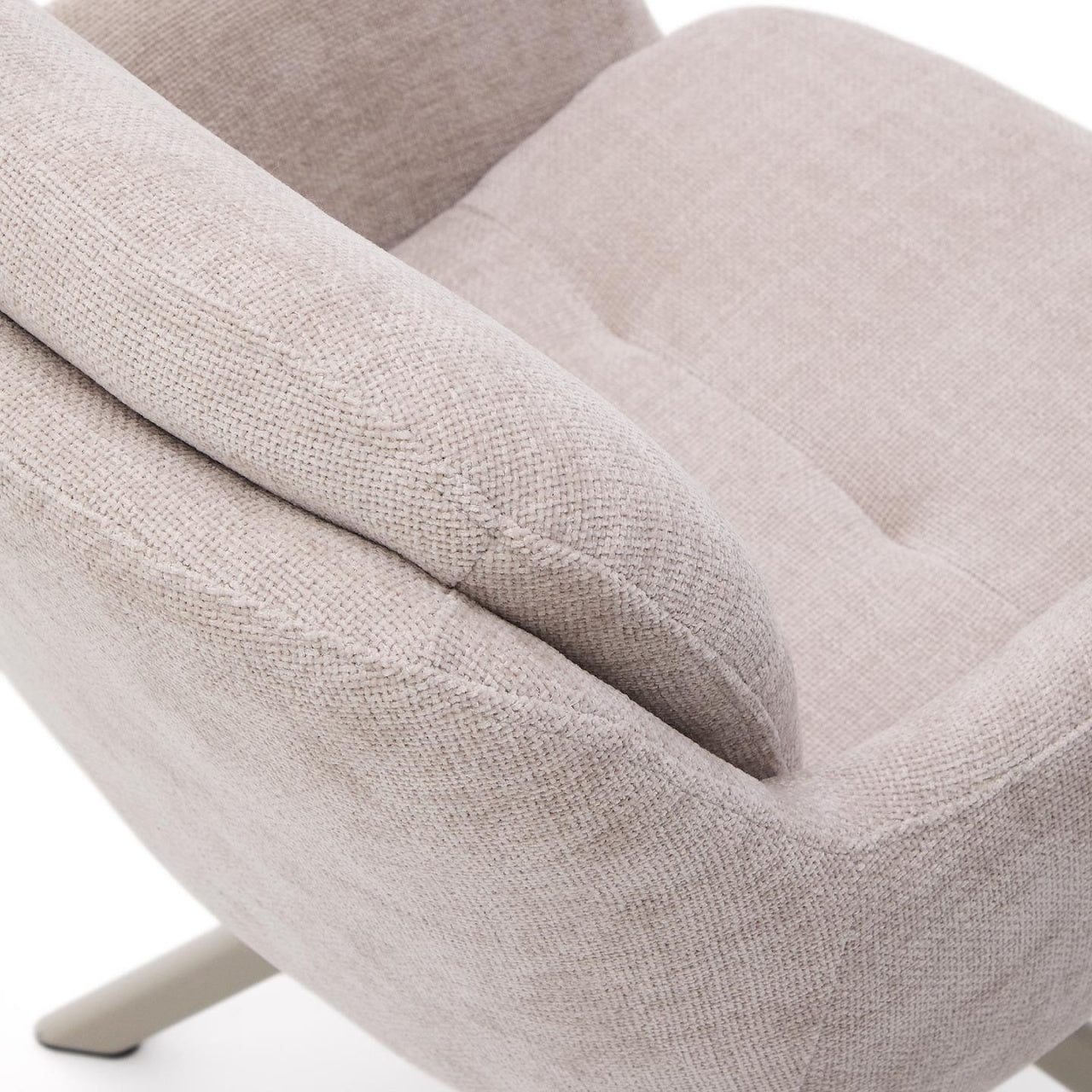 Scaun dining rotativ bej din textil Lexa Chenille Kave Home