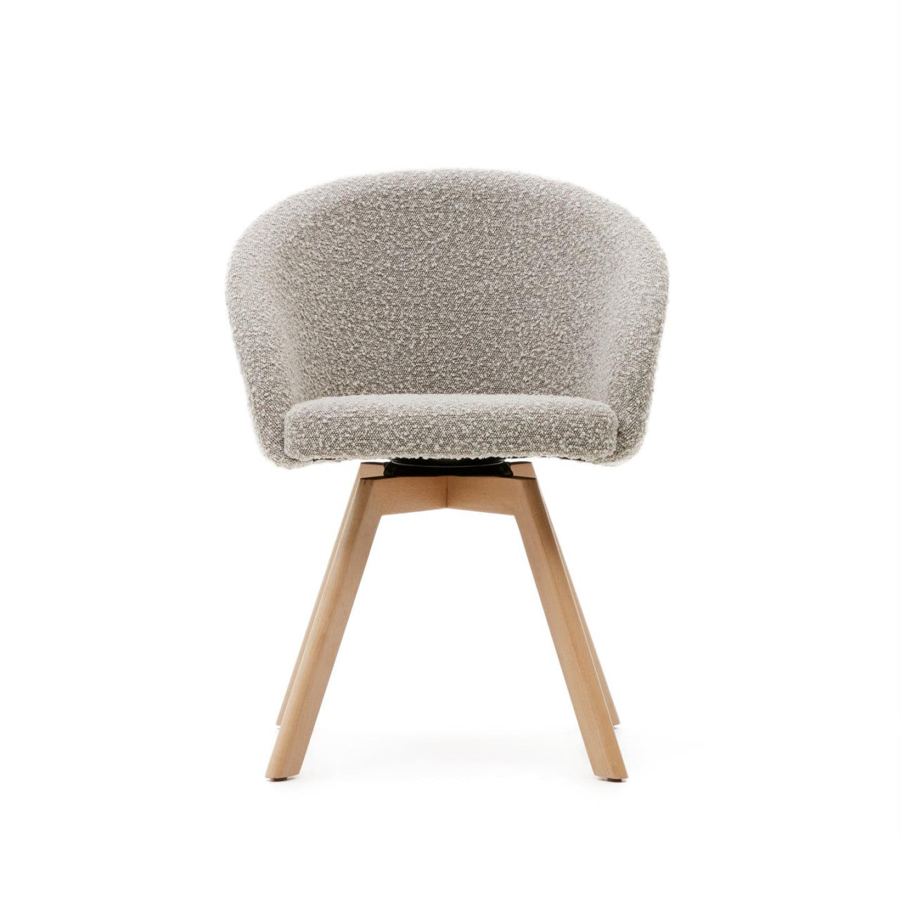 Scaun dining rotativ gri din textil Marvin Fleece Kave Home