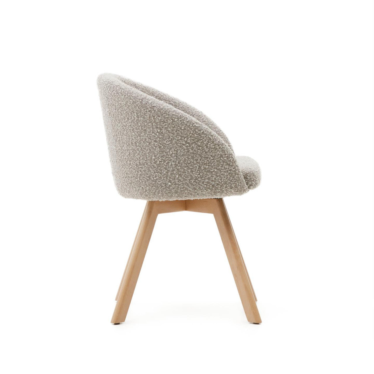 Scaun dining rotativ gri din textil Marvin Fleece Kave Home