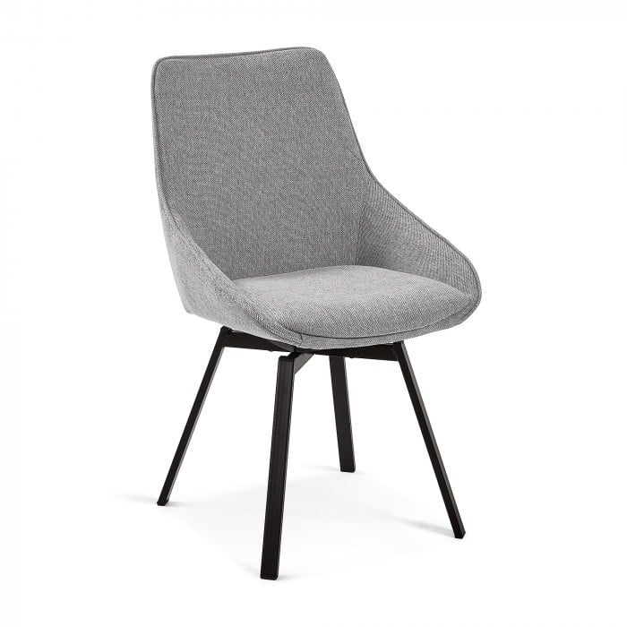 Scaun dining rotativ gri/negru din textil Haston Light Kave Home