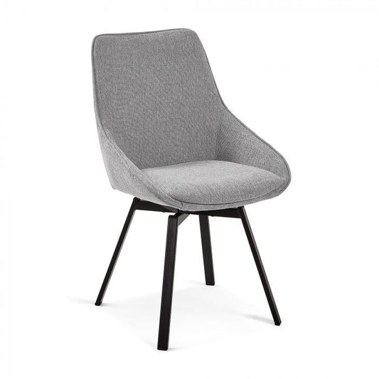 Scaun dining rotativ gri/negru din textil Haston Light Kave Home