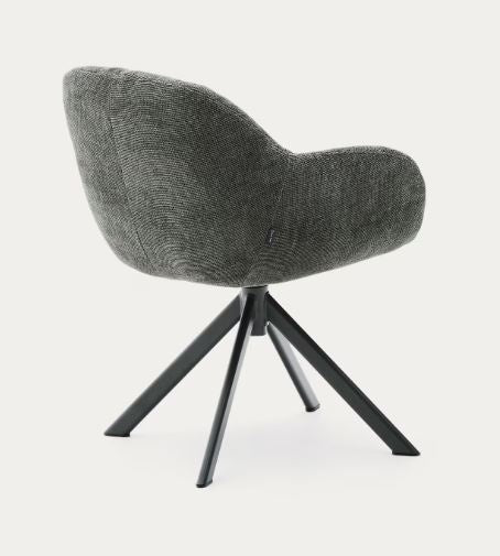 Scaun dining rotativ verde/negru din textil Dorina Chenille Kave Home