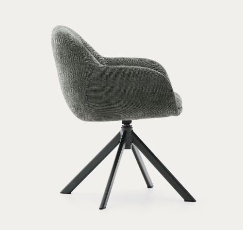 Scaun dining rotativ verde/negru din textil Dorina Chenille Kave Home