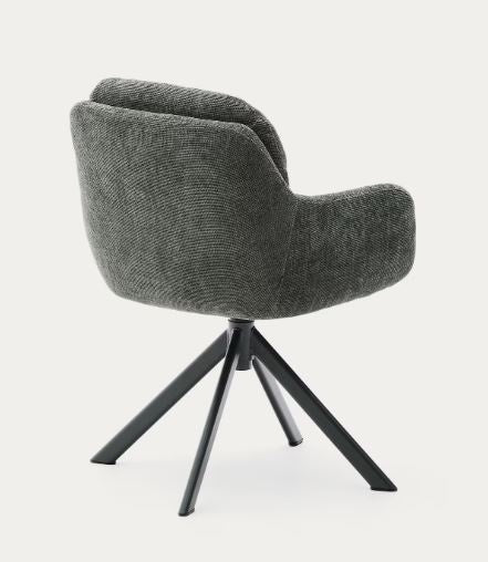 Scaun dining rotativ verde/negru din textil Lexa Chenille Kave Home