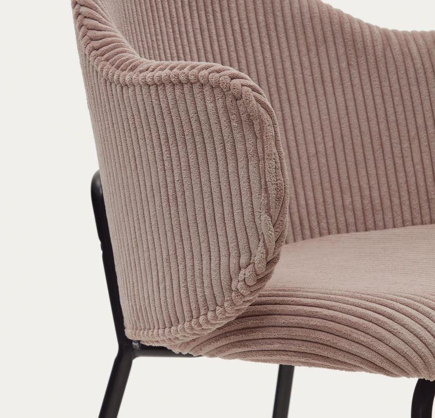 Scaun dining roz din textil Suanna Kave Home