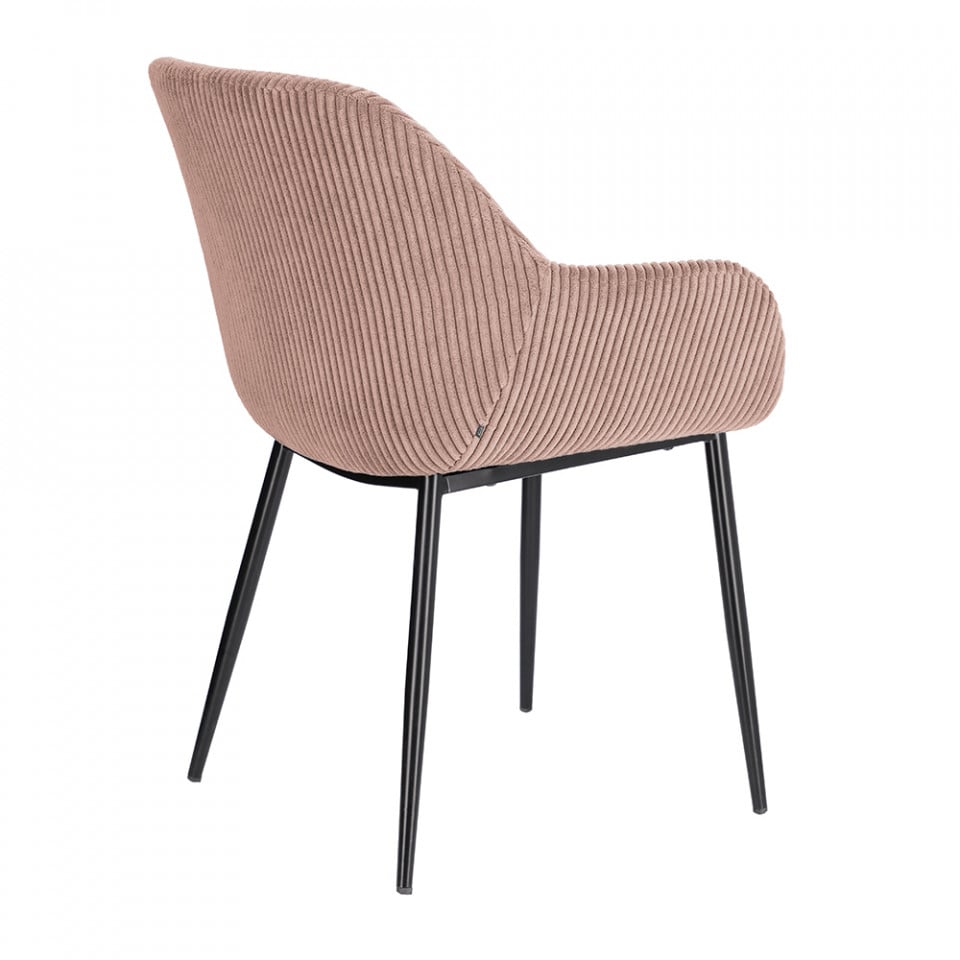 Scaun dining roz/negru din catifea Konna Kave Home