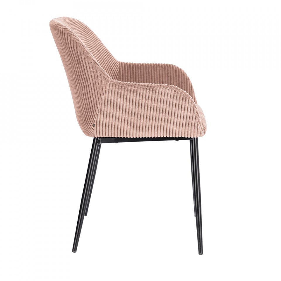 Scaun dining roz/negru din catifea Konna Kave Home