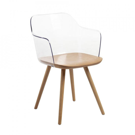 Scaun dining transparent/maro din lemn Bjorg Kave Home