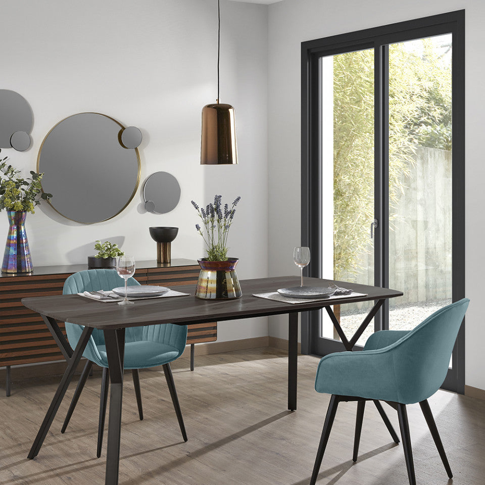 Scaun dining turcoaz din catifea Fabia Kave Home