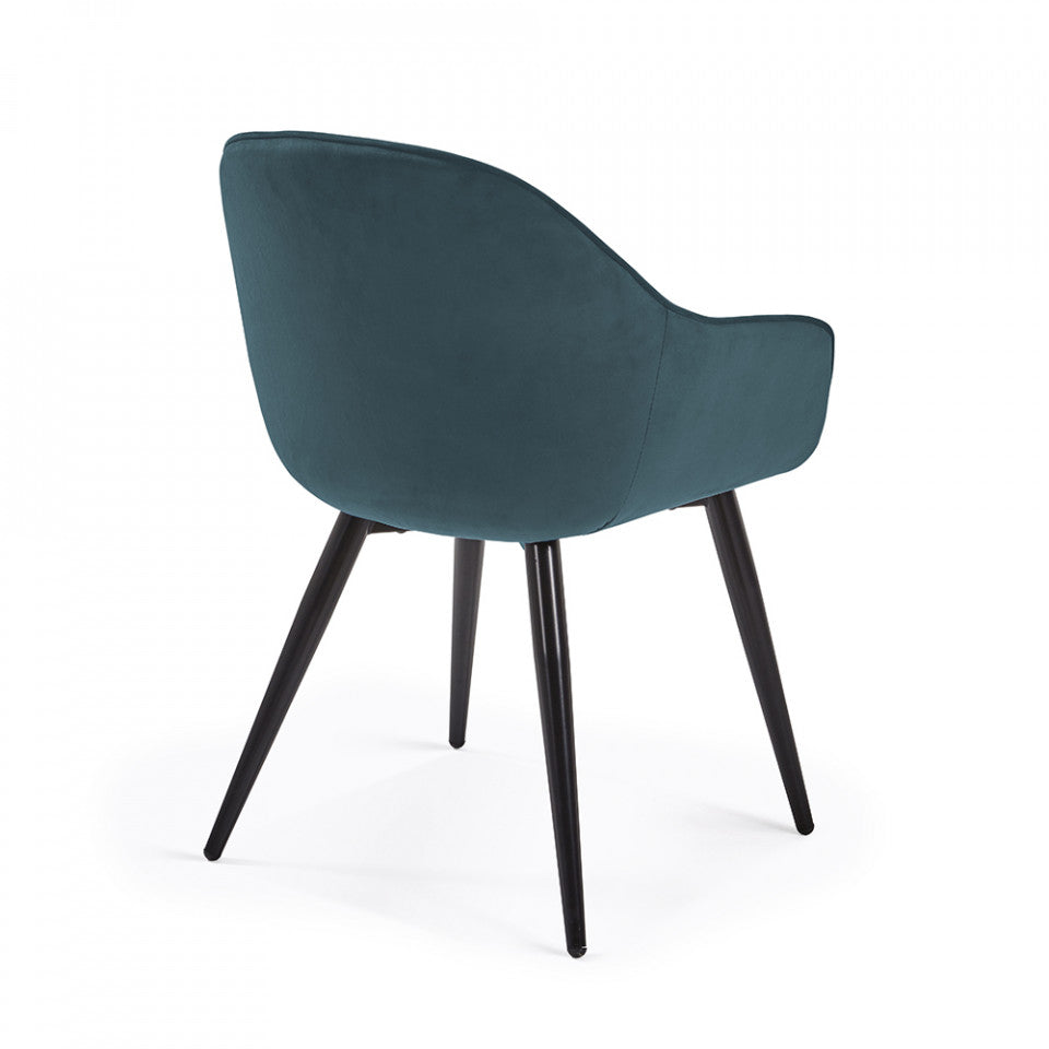 Scaun dining turcoaz din catifea Fabia Kave Home