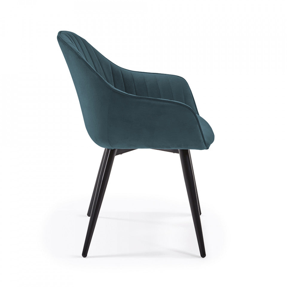 Scaun dining turcoaz din catifea Fabia Kave Home