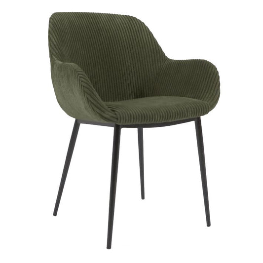 Scaun dining verde din catifea Konna Style Kave Home