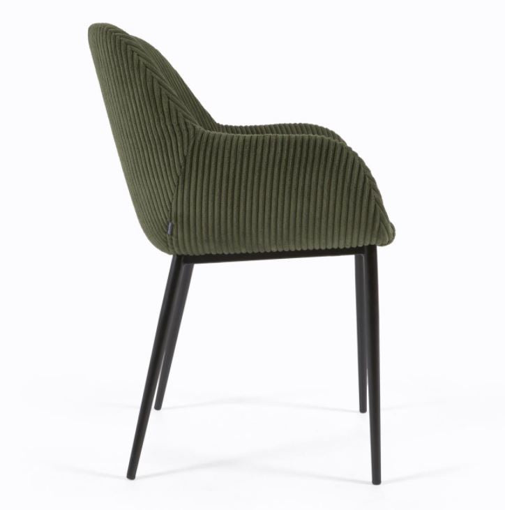 Scaun dining verde din catifea Konna Style Kave Home