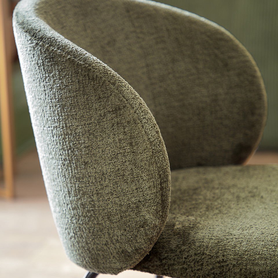 Scaun dining verde din catifea Minna Kave Home