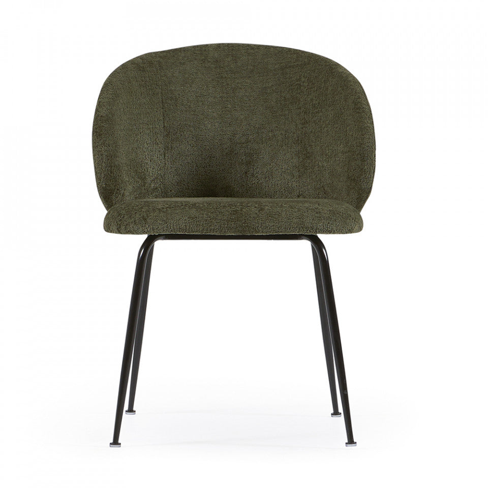 Scaun dining verde din catifea Minna Kave Home
