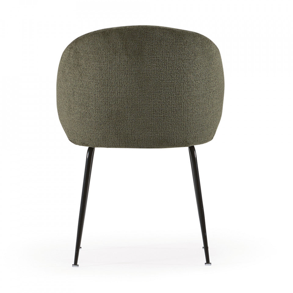 Scaun dining verde din catifea Minna Kave Home