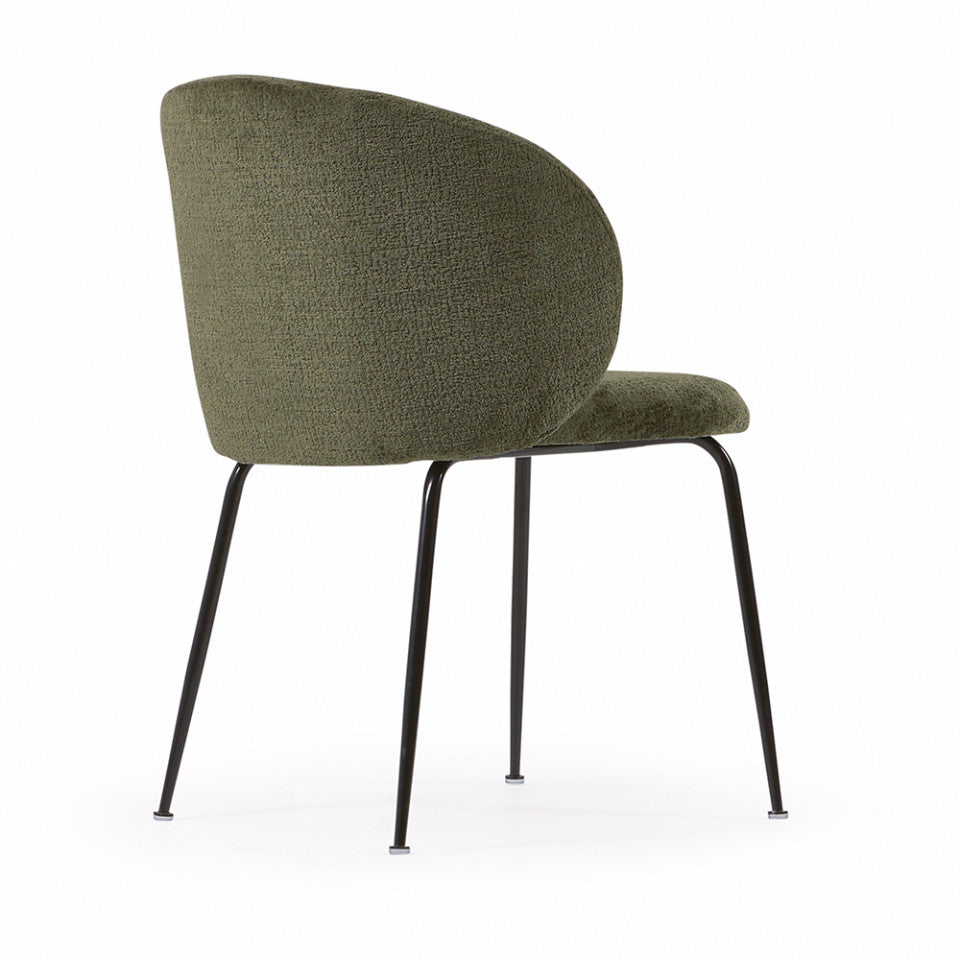 Scaun dining verde din catifea Minna Kave Home