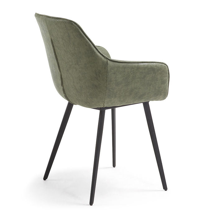 Scaun dining verde din piele ecologica Amira Kave Home