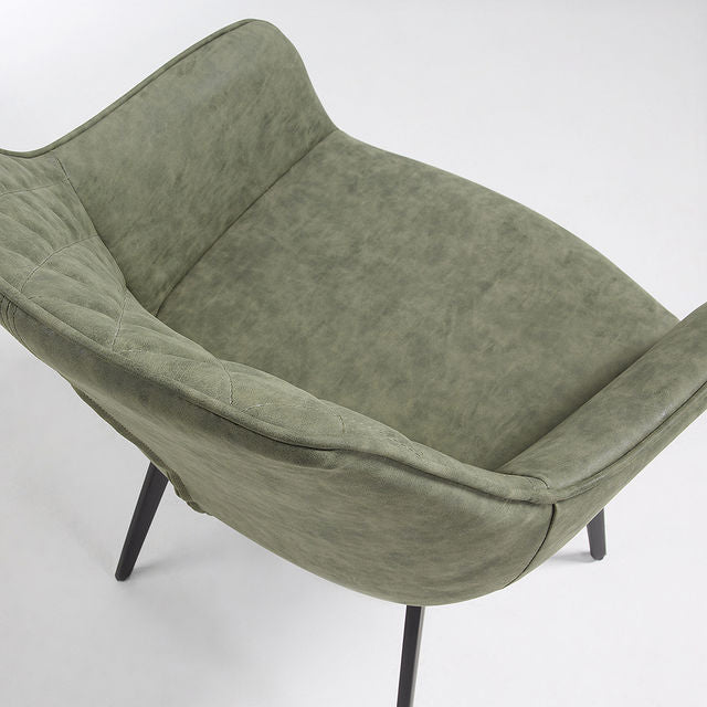 Scaun dining verde din piele ecologica Amira Kave Home
