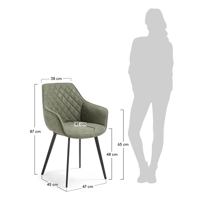 Scaun dining verde din piele ecologica Amira Kave Home