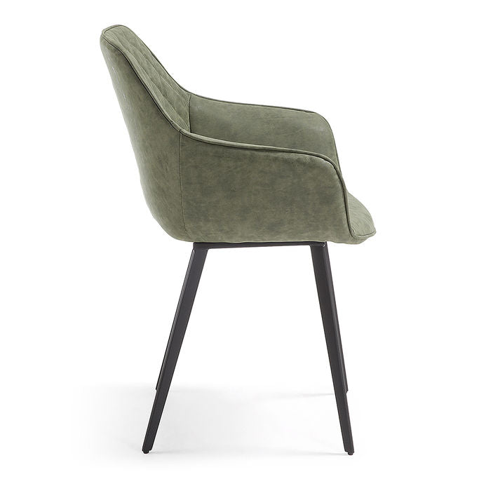 Scaun dining verde din piele ecologica Amira Kave Home