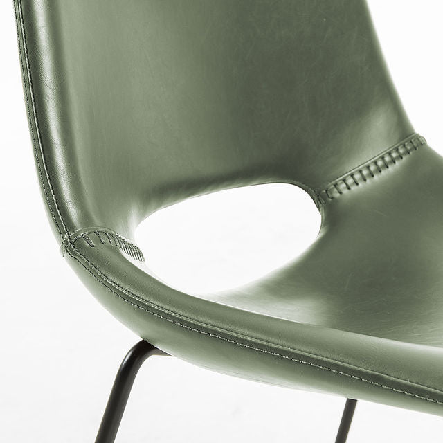 Scaun dining verde din piele si metal Zahara Kave Home
